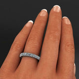 Full Eternity Wedding Ring Band 3ct Asscher Cut Diamond 14k White Gold Finish