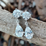 2ct Pear Cut Simulated Diamond Two Stone Drop Earrings 14k White Gold Plated