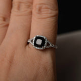 2ct Cushion Black Diamond Engagement Ring 14k White Gold Finish Halo Split Shank