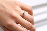 1ct Marquise Green Emerald Halo Minimalist Engagement Ring 14k Yellow Gold Over