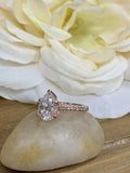 1.5ct Pear Cut Diamond 4 Prong Solitaire Engagement Ring 18k Rose Gold Finish