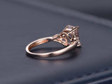 1.5ct Emerald Cut Peach Morganite Solitaire Engagement Ring 14k Rose Gold Finish