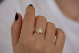 1.5ct Pear Cut Diamond Engagement Ring 14k Yellow Gold Finish Egyptian Crown