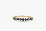 1.2ct Round Cut Blue Sapphire Half Eternity Wedding Band 14k Yellow Gold Finish