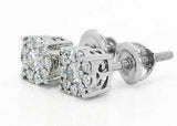 0.25ct Round Cut VVS1D Diamond Flower Design Stud Earrings 14k White Gold Finish