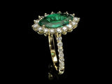 1.9ct Marquise Cut Green Emerald Engagement Ring Halo 14k Yellow Gold Finish