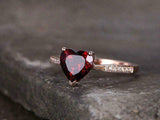 1.5ct Heart Cut Red Garnet Solitaire Wedding Engagement Ring 14k Rose Gold Over