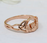 Celtic Irish Claddagh Irish Promise Engagement Ring 14k Rose gold Finish