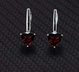 1.5ct Drop Earrings Trillion Cut Garnet Solitaire Latch Back 14k White Gold Over