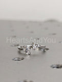 0.5ct Heart Cut Simulated Diamond Two Stone Open Ring 14k White Gold Plated