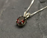 2ct Red Garnet Pendant Oval Cut Solitaire Women 14k White Gold Finish NO CHAIN