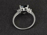 1.4ct Engagement Ring Heart Cut Black Diamond Three Stone 14k White Gold Finish