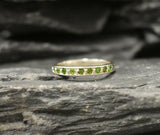 1ct Wedding Band Round Cut Green Peridot Half Eternity 14k White Gold Finish