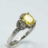 2.2ct Oval Yellow Citrine Engagement Ring Diamond Floral Halo 14k WhiteGold Over