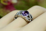 2ct Oval Purple Amethyst Engagement Ring Celtic Double Knot 14k White Gold Over