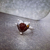 1ct Heart Simulated Black Diamond Solitaire Engagement Ring 14k WhiteGold Plated