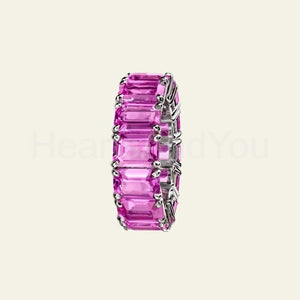 4ct Emerald Cut Simulated Pink Sapphire Full Eternity Band 14k White Gold Plated