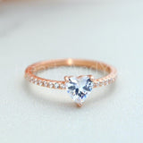 1ct Heart Cut Simulated Diamond Solitaire with Accent Ring 14k Rose Gold Plated