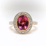 2ct Oval Cut Pink Sapphire Halo Stylish Engagement Ring 14k Rose Gold Finish