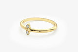 0.3ct Engagement Ring Round Cut Diamond Two Stone Minimalist 14k YellowGold Over