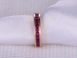 1.7ct Princess Cut Pink Ruby Wedding Band Half Eternity 14k Rose Gold Finish