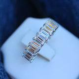 6ct Emerald Cut Diamond Eternity Gatsby Wedding Ring Band 14k White Gold Finish