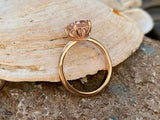 1.6ct Engagement Ring Round Cut Peach Morganite Solitaire 14k Rose Gold Finish