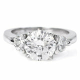 2.6ct Round Cut Diamond Engagement Ring Trilogy Solitaire 14k White Gold Finish