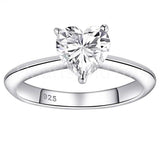 0.6ct Heart Simulated Diamond Solitaire Engagement Ring 14k White Gold Plated