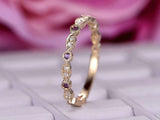 0.8ct Round Cut Purple Amethyst Half Eternity Vintage Band 14k Rose Gold Finish