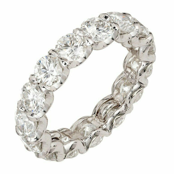 4.5ct Round Cut Diamond Prong Eternity Wedding Ring Band 14k White Gold Finish