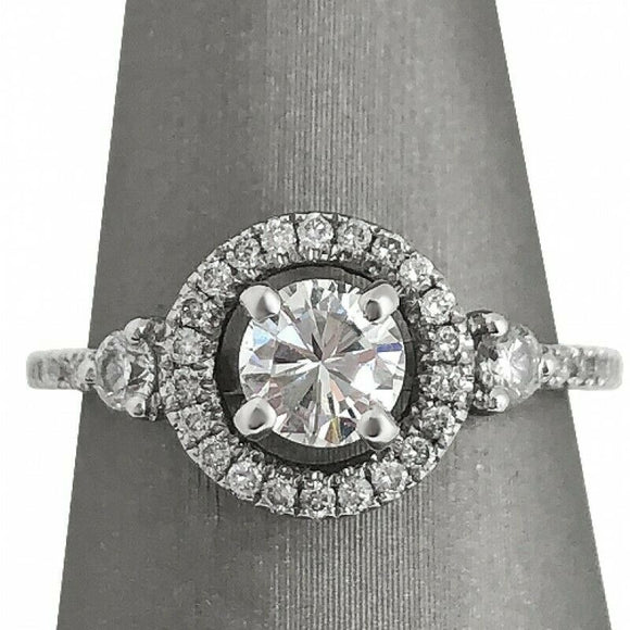 4Ct Round Cut Diamond Milgrain Vintage Halo Engagement Ring 14K White Gold Over