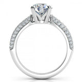 2.5ct Round Cut Diamonds On Band Solitaire Engagement Ring 14k White Gold Finish