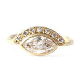 0.25ct Marquise Cut Diamond Engagement Ring 14k Yellow Gold Over Egyptian Crown