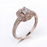 1.4ct Cushion Cut Peach Morganite Vintage Engagement Ring 14k Rose Gold Finish