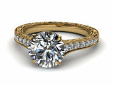 1.5ct Round Cut Diamond Vintage Solitaire Engagement Ring 14k Yellow Gold Finish