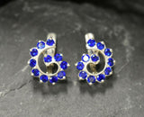 1.5ct Drop Earrings Round Cut Blue Sapphire Swirl Twist 14k White Gold Finish