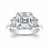 5Ct Asscher Cut Diamond Trilogy Cocktail Engagement Ring 18K White Gold Finish