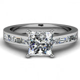 1ct Princess Cut Diamond Stylish Solitaire Engagement Ring 14k White Gold Finish