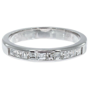 0.6ct Asscher Cut Diamond Wedding Ring Band Half Eternity 14k White Gold Finish