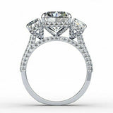 1.9ct Radiant Cut VVS1 Diamond Three Stone Engagement Ring 14k White Gold Finish