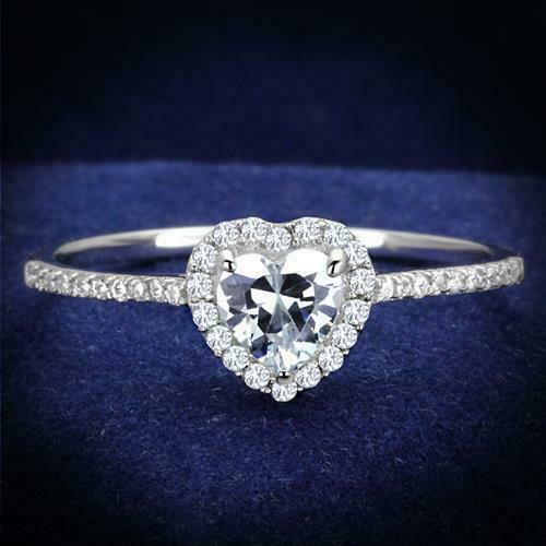 1.5Ct Heart Cut Diamond Halo Solitaire Engagement Ring 14K White Gold Finish