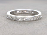 2ct Baguette Cut Diamond Wedding Band Channel Set Eternity 14k White Gold Finish