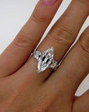 4Ct Marquise Cut Diamond Vintage Art Deco Engagement Ring 14K White Gold Finish