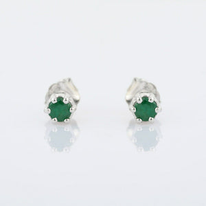 0.5ct Stud Earrings Round Cut Green Emerald Solitaire 14k White Gold Finish