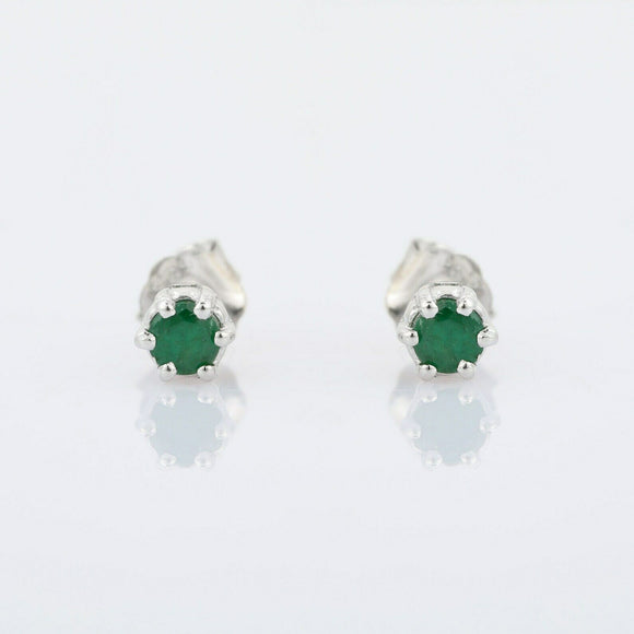 0.5ct Stud Earrings Round Cut Green Emerald Solitaire 14k White Gold Finish