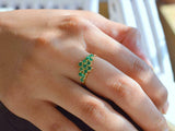 3ct Princess Cut Green Emerald Cluster Minimalist Ring 14k Yellow Gold Finish