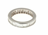 4ct Baguette Cut Diamond Wedding Ring Band Full Eternity 14k White Gold Finish