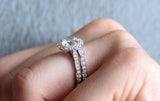 Halo Bridal Set Engagement Ring 2ct Round Cut Diamond 14k White Gold Finish