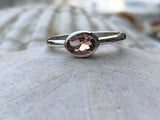 1.1ct Engagement Ring Oval Cut Peach Morganite Solitaire 14k White Gold Finish